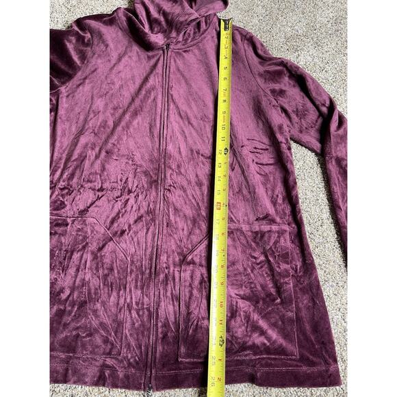 Pure Jill WOMENS Small Jacket Purple Velour Zip Hoodie Sweatshirt Lightweight - Picture 5 of 6